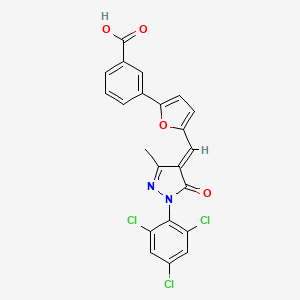 molecular formula C22H13Cl3N2O4 B5263445 3-(5-{[3-methyl-5-oxo-1-(2,4,6-trichlorophenyl)-1,5-dihydro-4H-pyrazol-4-ylidene]methyl}-2-furyl)benzoic acid 