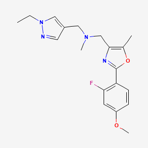 molecular formula C19H23FN4O2 B5263454 1-(1-ethyl-1H-pyrazol-4-yl)-N-{[2-(2-fluoro-4-methoxyphenyl)-5-methyl-1,3-oxazol-4-yl]methyl}-N-methylmethanamine 