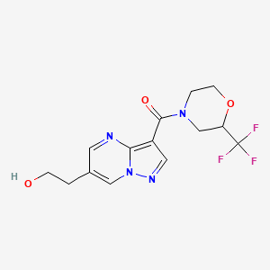 molecular formula C14H15F3N4O3 B5263472 2-(3-{[2-(trifluoromethyl)morpholin-4-yl]carbonyl}pyrazolo[1,5-a]pyrimidin-6-yl)ethanol 