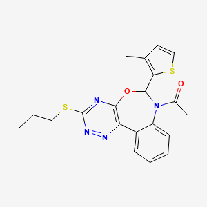 molecular formula C20H20N4O2S2 B5263621 7-acetyl-6-(3-methyl-2-thienyl)-3-(propylthio)-6,7-dihydro[1,2,4]triazino[5,6-d][3,1]benzoxazepine 