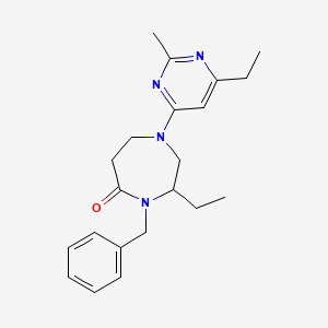 molecular formula C21H28N4O B5263724 4-benzyl-3-ethyl-1-(6-ethyl-2-methylpyrimidin-4-yl)-1,4-diazepan-5-one 