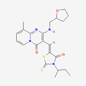 molecular formula C22H26N4O3S2 B5263777 3-[(3-sec-butyl-4-oxo-2-thioxo-1,3-thiazolidin-5-ylidene)methyl]-9-methyl-2-[(tetrahydro-2-furanylmethyl)amino]-4H-pyrido[1,2-a]pyrimidin-4-one 