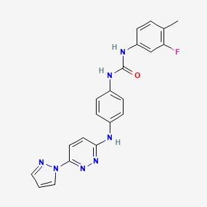 molecular formula C21H18FN7O B5263792 N-(3-fluoro-4-methylphenyl)-N'-(4-{[6-(1H-pyrazol-1-yl)-3-pyridazinyl]amino}phenyl)urea 