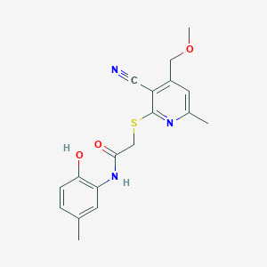 2-{[3-cyano-4-(methoxymethyl)-6-methyl-2-pyridinyl]thio}-N-(2-hydroxy-5-methylphenyl)acetamide