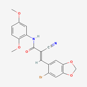 molecular formula C19H15BrN2O5 B5263887 3-(6-bromo-1,3-benzodioxol-5-yl)-2-cyano-N-(2,5-dimethoxyphenyl)acrylamide 