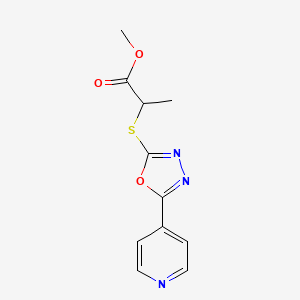 molecular formula C11H11N3O3S B5263920 methyl 2-{[5-(4-pyridinyl)-1,3,4-oxadiazol-2-yl]thio}propanoate 