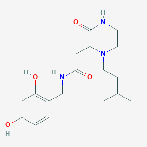 molecular formula C18H27N3O4 B5263937 N-(2,4-dihydroxybenzyl)-2-[1-(3-methylbutyl)-3-oxo-2-piperazinyl]acetamide 