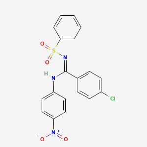 molecular formula C19H14ClN3O4S B5263945 4-chloro-N-(4-nitrophenyl)-N'-(phenylsulfonyl)benzenecarboximidamide 