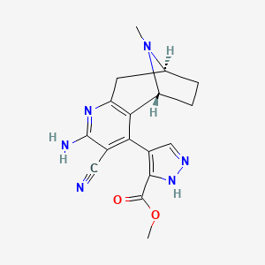 molecular formula C17H18N6O2 B5263980 methyl 4-[(5R*,8S*)-2-amino-3-cyano-10-methyl-6,7,8,9-tetrahydro-5H-5,8-epiminocyclohepta[b]pyridin-4-yl]-1H-pyrazole-3-carboxylate 