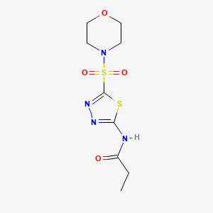 molecular formula C9H14N4O4S2 B5264008 N-[5-(4-morpholinylsulfonyl)-1,3,4-thiadiazol-2-yl]propanamide 