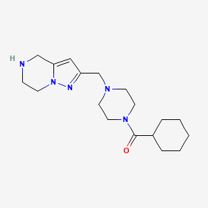 molecular formula C18H29N5O B5264036 2-{[4-(cyclohexylcarbonyl)-1-piperazinyl]methyl}-4,5,6,7-tetrahydropyrazolo[1,5-a]pyrazine dihydrochloride 