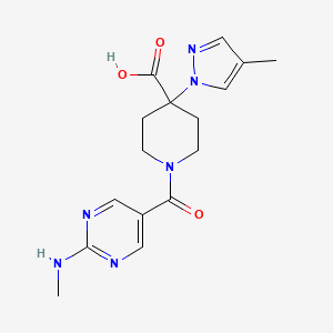 molecular formula C16H20N6O3 B5264109 1-{[2-(methylamino)pyrimidin-5-yl]carbonyl}-4-(4-methyl-1H-pyrazol-1-yl)piperidine-4-carboxylic acid 