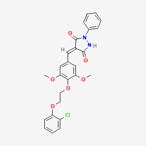 molecular formula C26H23ClN2O6 B5264208 4-{4-[2-(2-chlorophenoxy)ethoxy]-3,5-dimethoxybenzylidene}-1-phenyl-3,5-pyrazolidinedione 