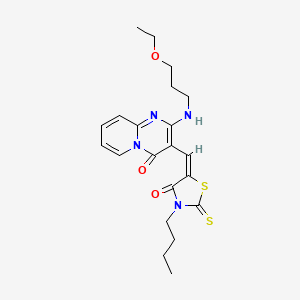 3-[(3-butyl-4-oxo-2-thioxo-1,3-thiazolidin-5-ylidene)methyl]-2-[(3-ethoxypropyl)amino]-4H-pyrido[1,2-a]pyrimidin-4-one