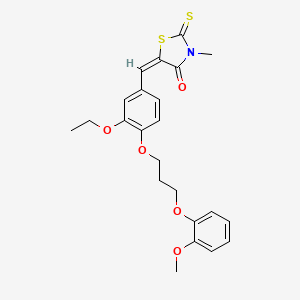 molecular formula C23H25NO5S2 B5264386 5-{3-ethoxy-4-[3-(2-methoxyphenoxy)propoxy]benzylidene}-3-methyl-2-thioxo-1,3-thiazolidin-4-one 