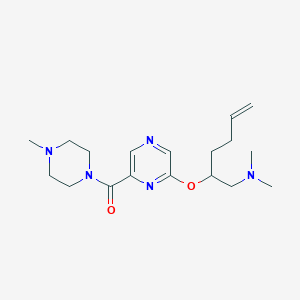 molecular formula C18H29N5O2 B5264457 N,N-dimethyl-1-[(2R,5S)-5-({6-[(4-methylpiperazin-1-yl)carbonyl]pyrazin-2-yl}methyl)tetrahydrofuran-2-yl]methanamine 