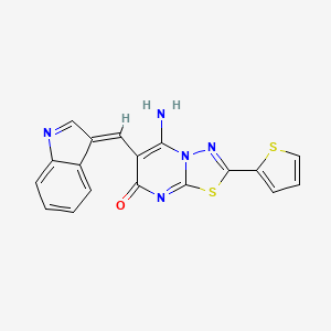 5-amino-6-[(E)-indol-3-ylidenemethyl]-2-thiophen-2-yl-[1,3,4]thiadiazolo[3,2-a]pyrimidin-7-one