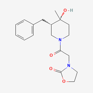 3-{2-[(3S*,4R*)-3-benzyl-4-hydroxy-4-methyl-1-piperidinyl]-2-oxoethyl}-1,3-oxazolidin-2-one