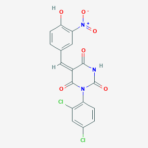 molecular formula C17H9Cl2N3O6 B5265528 (5E)-1-(2,4-dichlorophenyl)-5-[(4-hydroxy-3-nitrophenyl)methylidene]-1,3-diazinane-2,4,6-trione 