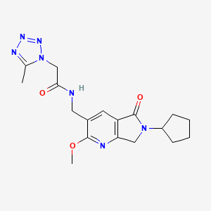 N-[(6-cyclopentyl-2-methoxy-5-oxo-6,7-dihydro-5H-pyrrolo[3,4-b]pyridin-3-yl)methyl]-2-(5-methyl-1H-tetrazol-1-yl)acetamide