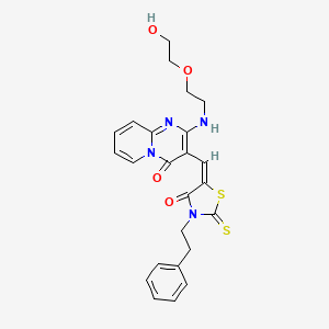 2-{[2-(2-hydroxyethoxy)ethyl]amino}-3-{[4-oxo-3-(2-phenylethyl)-2-thioxo-1,3-thiazolidin-5-ylidene]methyl}-4H-pyrido[1,2-a]pyrimidin-4-one