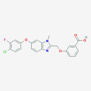 molecular formula C22H16ClFN2O4 B526671 3-{[6-(4-氯-3-氟苯氧基)-1-甲基-1H-苯并咪唑-2-基]甲氧基}苯甲酸 