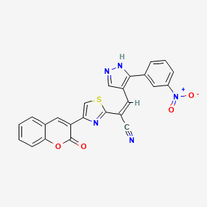 3-[3-(3-nitrophenyl)-1H-pyrazol-4-yl]-2-[4-(2-oxo-2H-chromen-3-yl)-1,3-thiazol-2-yl]acrylonitrile