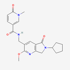 N-[(6-cyclopentyl-2-methoxy-5-oxo-6,7-dihydro-5H-pyrrolo[3,4-b]pyridin-3-yl)methyl]-1-methyl-6-oxo-1,6-dihydropyridine-3-carboxamide