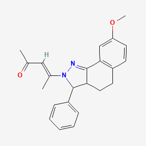 molecular formula C23H24N2O2 B5267313 (3E)-4-{8-Methoxy-3-phenyl-2H,3H,3AH,4H,5H-benzo[G]indazol-2-YL}pent-3-EN-2-one 