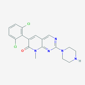 molecular formula C18H17Cl2N5O B526734 6-(2,6-二氯苯基)-8-甲基-2-哌嗪-1-基吡啶并[2,3-d]嘧啶-7-酮 