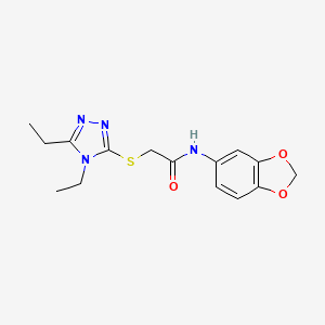 molecular formula C15H18N4O3S B5267406 N-(1,3-benzodioxol-5-yl)-2-[(4,5-diethyl-4H-1,2,4-triazol-3-yl)sulfanyl]acetamide 