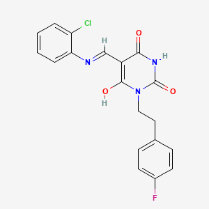 (5E)-5-{[(2-CHLOROPHENYL)AMINO]METHYLIDENE}-1-[2-(4-FLUOROPHENYL)ETHYL]-1,3-DIAZINANE-2,4,6-TRIONE