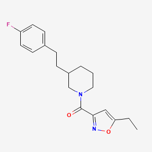 molecular formula C19H23FN2O2 B5267528 1-[(5-ethyl-3-isoxazolyl)carbonyl]-3-[2-(4-fluorophenyl)ethyl]piperidine 