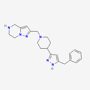 molecular formula C22H28N6 B5267529 2-{[4-(3-benzyl-1H-pyrazol-5-yl)-1-piperidinyl]methyl}-4,5,6,7-tetrahydropyrazolo[1,5-a]pyrazine dihydrochloride 