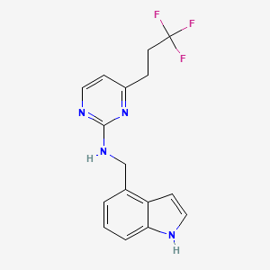 molecular formula C16H15F3N4 B5267588 N-(1H-indol-4-ylmethyl)-4-(3,3,3-trifluoropropyl)pyrimidin-2-amine 