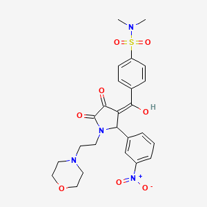 molecular formula C25H28N4O8S B5267593 4-[(E)-hydroxy-[1-(2-morpholin-4-ylethyl)-2-(3-nitrophenyl)-4,5-dioxopyrrolidin-3-ylidene]methyl]-N,N-dimethylbenzenesulfonamide 