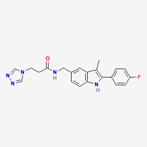 molecular formula C21H20FN5O B5267640 N-{[2-(4-fluorophenyl)-3-methyl-1H-indol-5-yl]methyl}-3-(4H-1,2,4-triazol-4-yl)propanamide 