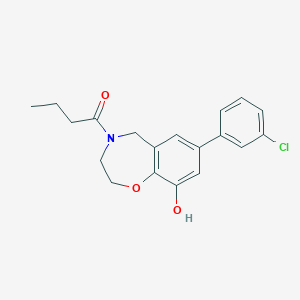 molecular formula C19H20ClNO3 B5267684 4-butyryl-7-(3-chlorophenyl)-2,3,4,5-tetrahydro-1,4-benzoxazepin-9-ol 