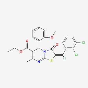 molecular formula C24H20Cl2N2O4S B5267795 ethyl (2E)-2-[(2,3-dichlorophenyl)methylidene]-5-(2-methoxyphenyl)-7-methyl-3-oxo-5H-[1,3]thiazolo[3,2-a]pyrimidine-6-carboxylate 