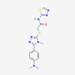 2-({5-[4-(dimethylamino)phenyl]-4-methyl-4H-1,2,4-triazol-3-yl}sulfanyl)-N-(1,3,4-thiadiazol-2-yl)acetamide