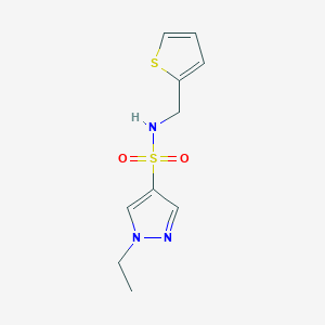 molecular formula C10H13N3O2S2 B5267841 1-ethyl-N-(thiophen-2-ylmethyl)-1H-pyrazole-4-sulfonamide 