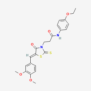 molecular formula C23H24N2O5S2 B5267887 3-[(5Z)-5-[(3,4-dimethoxyphenyl)methylidene]-4-oxo-2-sulfanylidene-1,3-thiazolidin-3-yl]-N-(4-ethoxyphenyl)propanamide 