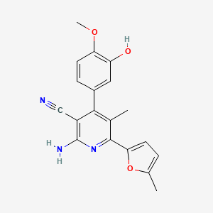 molecular formula C19H17N3O3 B5267888 2-amino-4-(3-hydroxy-4-methoxyphenyl)-5-methyl-6-(5-methyl-2-furyl)nicotinonitrile 