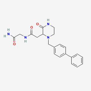 molecular formula C21H24N4O3 B5268090 N~2~-{[1-(4-biphenylylmethyl)-3-oxo-2-piperazinyl]acetyl}glycinamide 