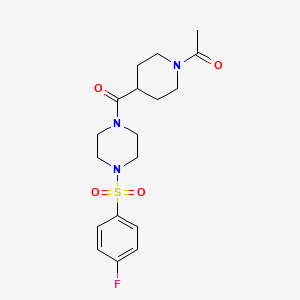 1-[4-({4-[(4-FLUOROPHENYL)SULFONYL]PIPERAZINO}CARBONYL)PIPERIDINO]-1-ETHANONE