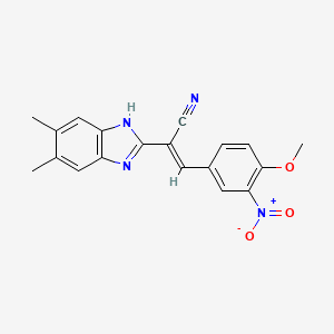 2-(5,6-dimethyl-1H-benzimidazol-2-yl)-3-(4-methoxy-3-nitrophenyl)acrylonitrile