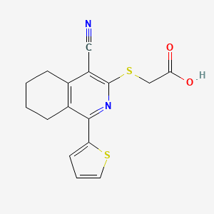 molecular formula C16H14N2O2S2 B5268188 2-[(4-Cyano-1-thiophen-2-yl-5,6,7,8-tetrahydroisoquinolin-3-yl)sulfanyl]acetic acid 