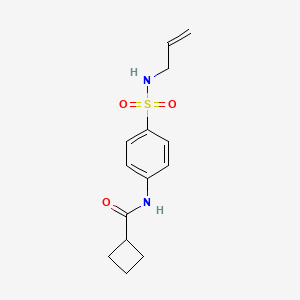 molecular formula C14H18N2O3S B5268217 N-{4-[(PROP-2-EN-1-YL)SULFAMOYL]PHENYL}CYCLOBUTANECARBOXAMIDE 