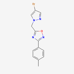 molecular formula C13H11BrN4O B5268268 5-[(4-Bromopyrazol-1-yl)methyl]-3-(4-methylphenyl)-1,2,4-oxadiazole 