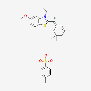 molecular formula C27H33NO4S2 B5268307 3-ethyl-5-methoxy-2-[(3,5,5-trimethyl-2-cyclohexen-1-ylidene)methyl]-1,3-benzothiazol-3-ium 4-methylbenzenesulfonate 